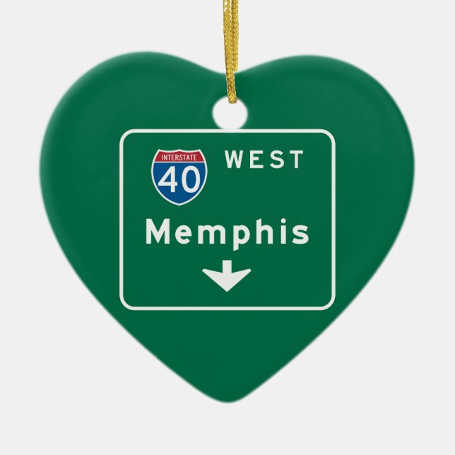Memphis, TN Road Sign Ceramic Tree Decoration (Front)