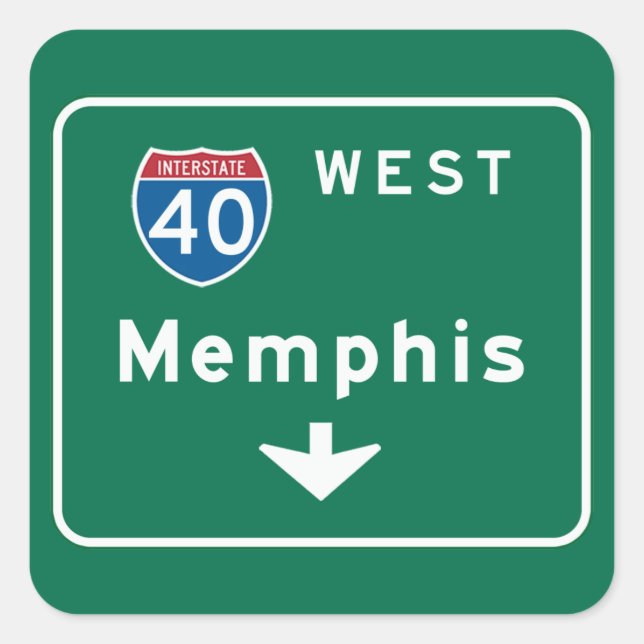 Memphis, TN Road Sign Square Sticker (Front)