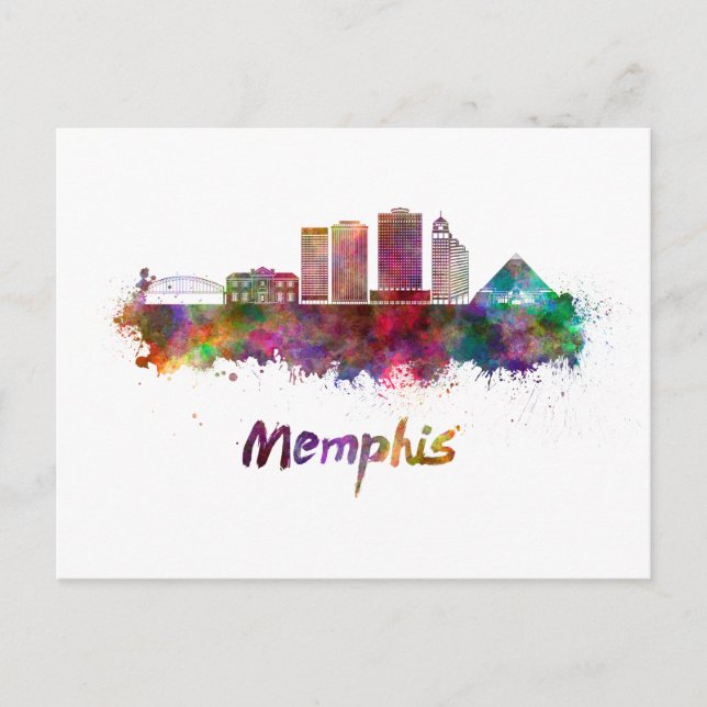 Memphis V2 skyline in watercolor Postcard (Front)