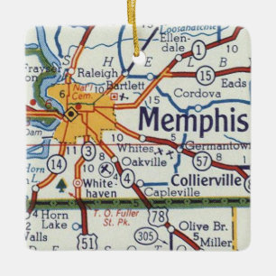 Memphis Vintage Map Ceramic Ornament