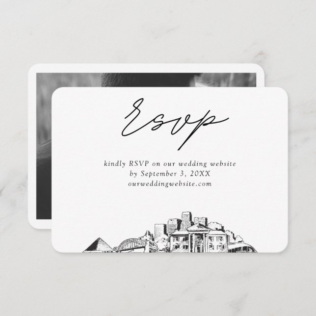Memphis Wedding Minimalist Sketch RSVP Enclosure Card (Front/Back)