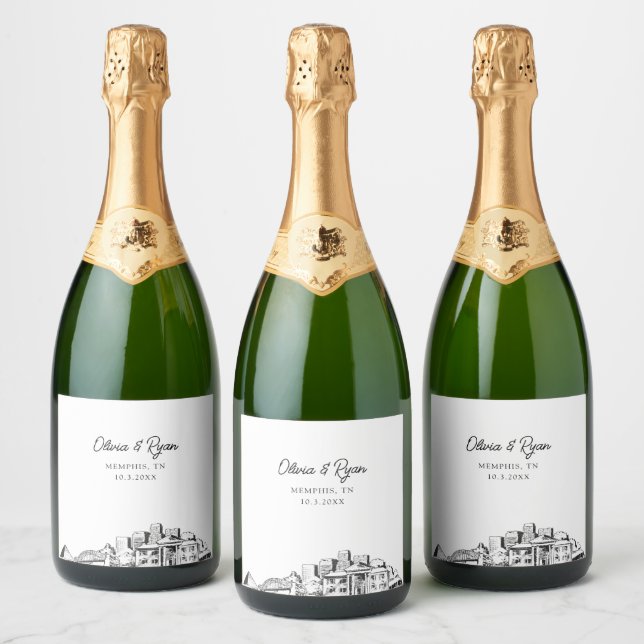 Memphis Wedding Personalised Champagne Label (Bottles)