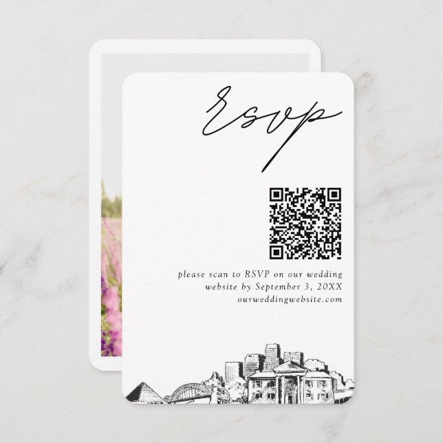 Memphis Wedding RSVP QR Code Small Enclosure Card (Front/Back)