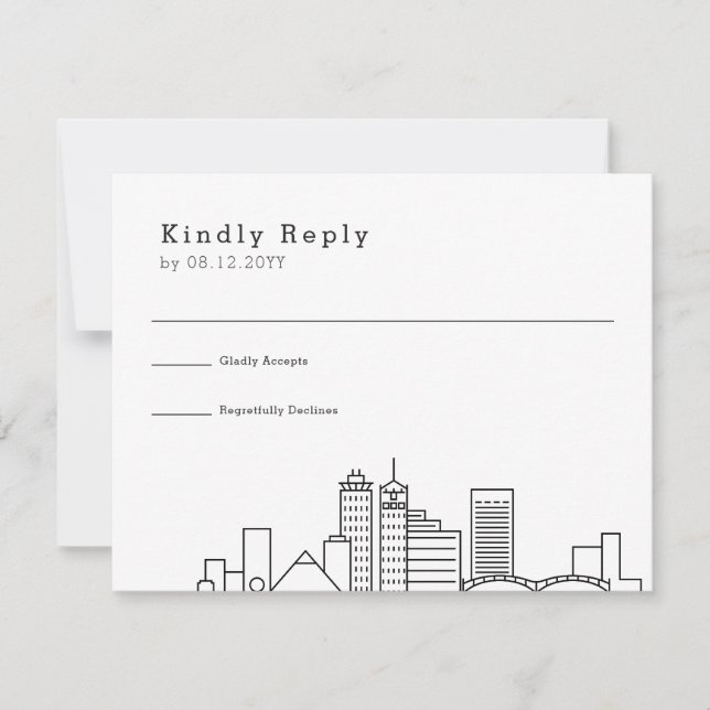 Memphis Wedding | Stylised Skyline RSVP Card (Front)