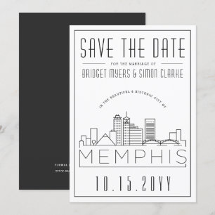 Memphis Wedding   Stylised Skyline Save the Date Invitation