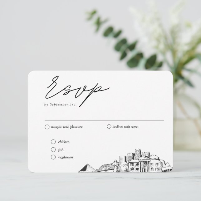 Memphis Wedding Traditional RSVP Meal Options Enclosure Card (Standing Front)