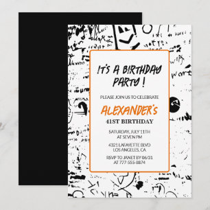 Men 41st birthday invitations Graffiti Party Paint
