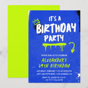 Men 49th birthday invitations Graffiti Spray paint