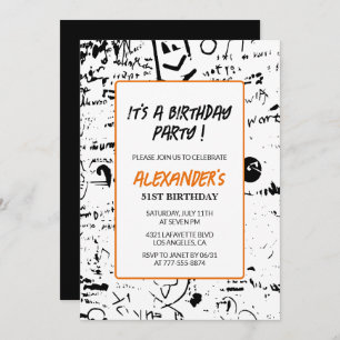 Men 51st birthday invitations Graffiti Party Paint