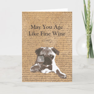 Men Age Like Fine Wine Pug Happy Birthday Card