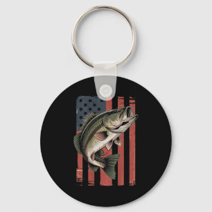 Men American Flag Fishing Patriotic Largemouth B F Key Ring