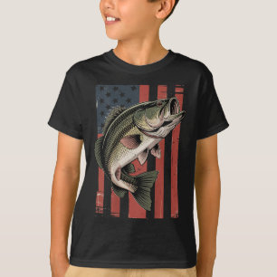 Men American Flag Fishing Patriotic Largemouth B F T-Shirt