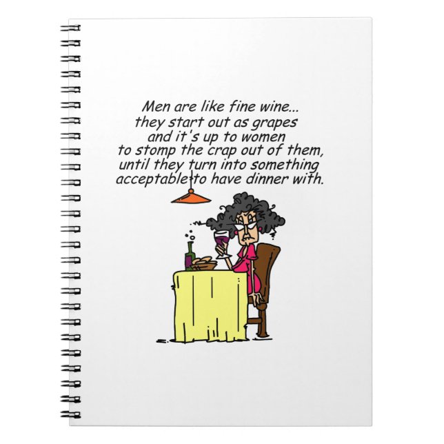Men and FIne Wine Humour Notebook (Front)