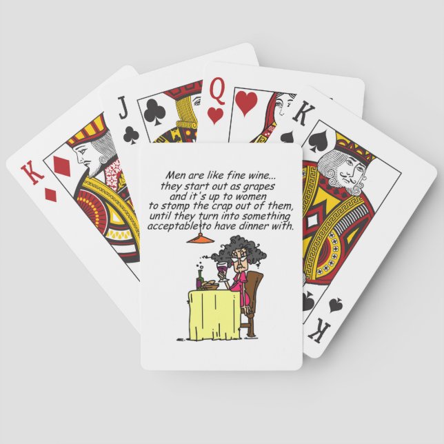 Men and FIne Wine Humour Playing Cards (Back)