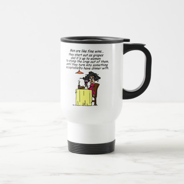 Men and FIne Wine Humour Travel Mug (Right)
