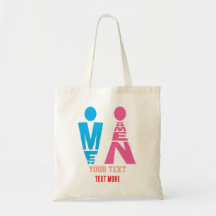 Men and Women Typography Icon Design – Bold Pink & Tote Bag