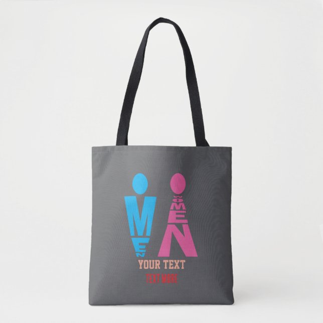 Men and Women Typography Icon Design – Bold Pink & Tote Bag (Front)