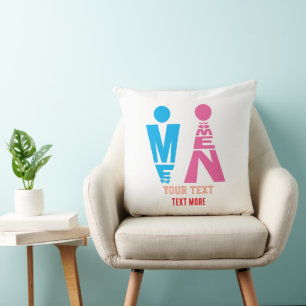 Men and Women Typography Icon Design Cushion