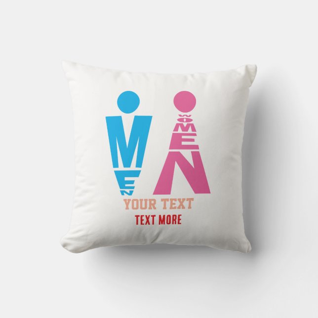 Men and Women Typography Icon Design Cushion (Front)