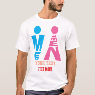 Men and Women Typography Icon Design T-Shirt