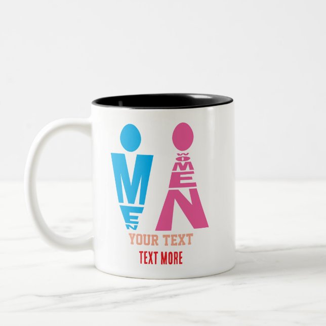 Men and Women Typography Icon Design Two-Tone Coffee Mug (Left)