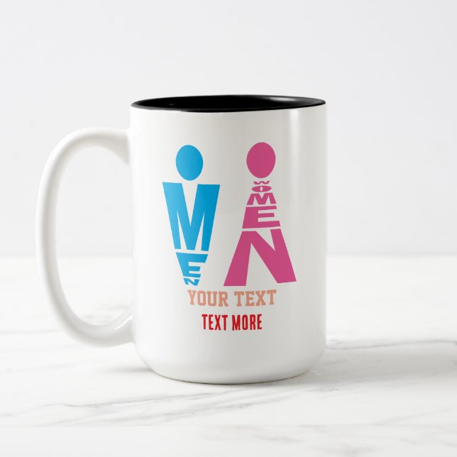 Men and Women Typography Icon Design Two-Tone Coffee Mug (Left)