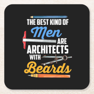 Men Architects With Beards Square Paper Coaster