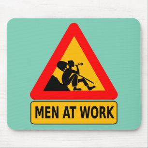 Men at work traffic sign mouse mat