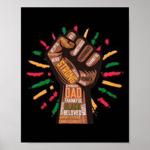 Men Black Dad Melanin Pride Hand Fist Black Histor Poster