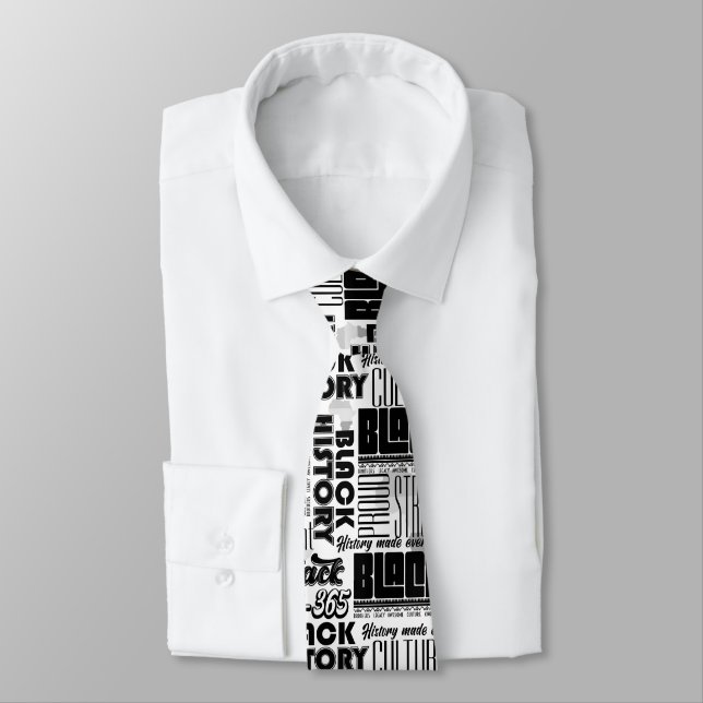 Men Black History Designer Tie (Tied)