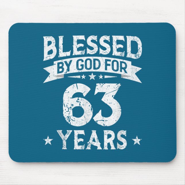Men Blessed God 63 Old 63th Mouse Mat (Front)