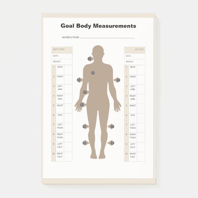 Men Body Measurement Tracker-Weight Loss Fitness  Post-it Notes (Front)