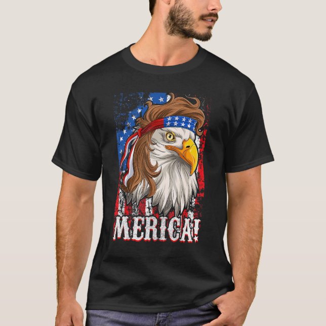 Men Boy Eagle Mullet Merica , 4th Of July American T-Shirt (Front)