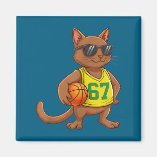Men Boys Cat Basketball 67 Gen Alpha Magnet