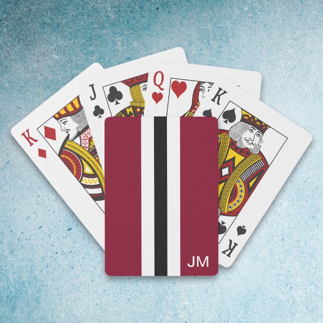 Men Burgundy Monogrammed Playing Cards (Creator Uploaded)