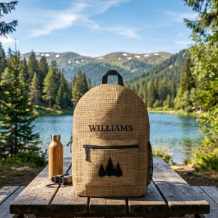 Men burlap rustic personalised hiking Backpack