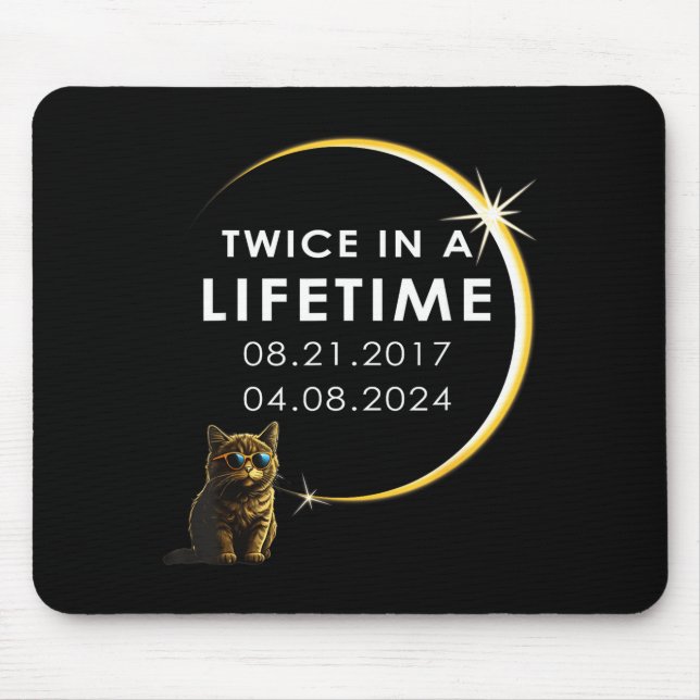 Men Cat Total Solar Eclipse Twice Mouse Mat (Front)