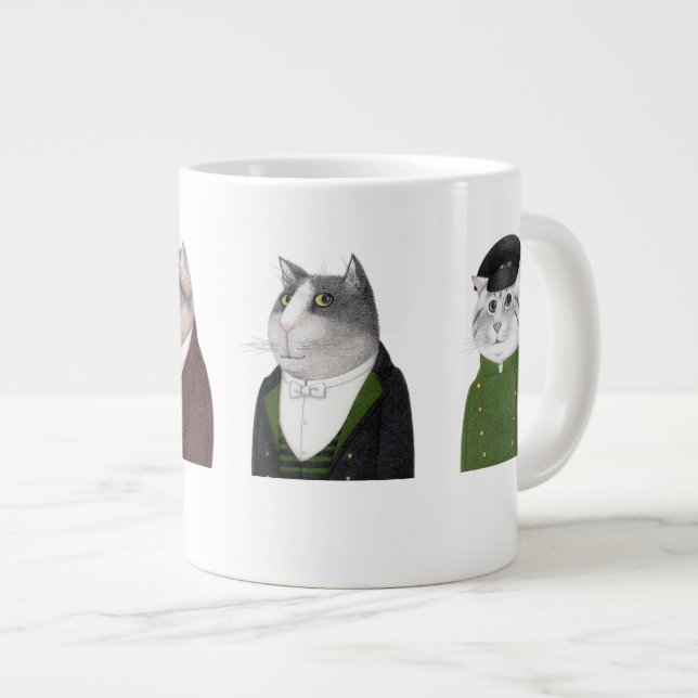 MEN CATS Big White Mug  (Front Right)