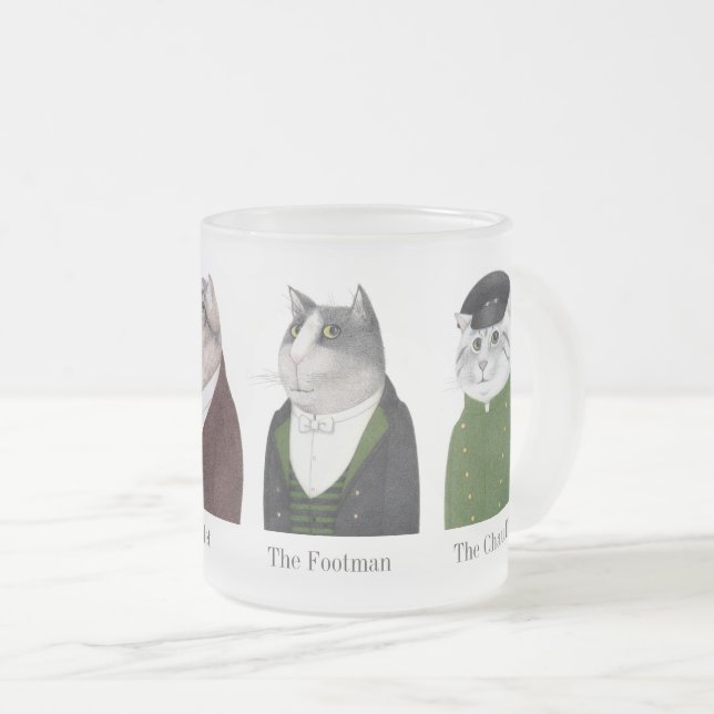 MEN CATS Frosted Glass Mug + Text (Front Right)