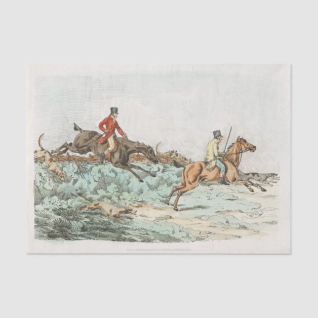 Men Clearing Hurdle During a Hunting from Sporting Tissue Paper (Front)