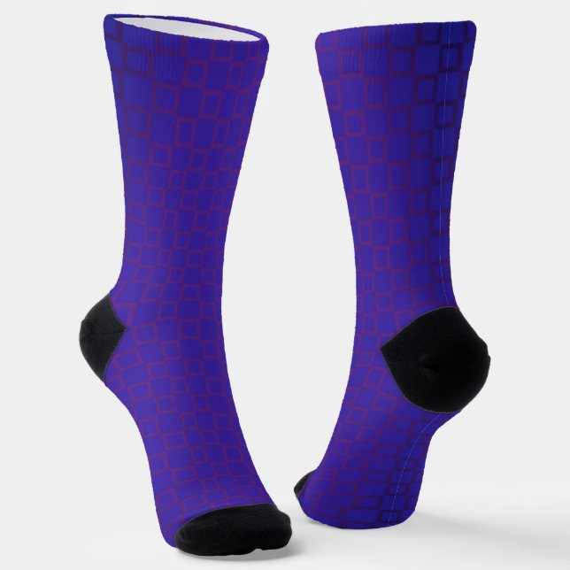 Men crew socks, Blue  Purple classic design Socks (Angled)