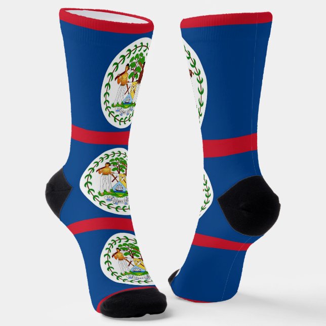 Men crew socks with flag of Belise (Angled)