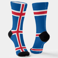 Men crew socks with flag of Iceland