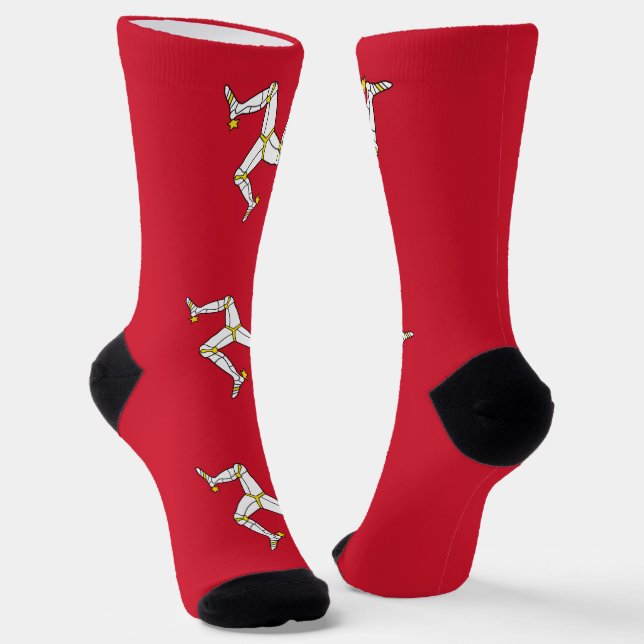 Men crew socks with flag of Isle of Man (Angled)