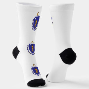 Men crew socks with flag of Massachusetts