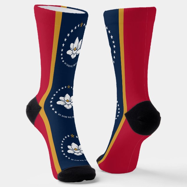 Men crew socks with flag of Mississippi, USA (Angled)