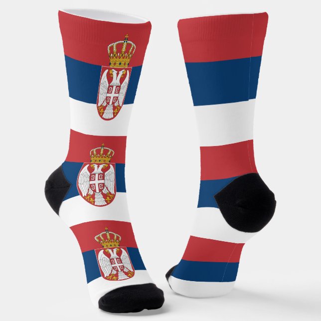 Men crew socks with flag of Serbia (Angled)