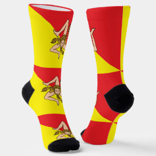 Men crew socks with flag of Sicily, Italy
