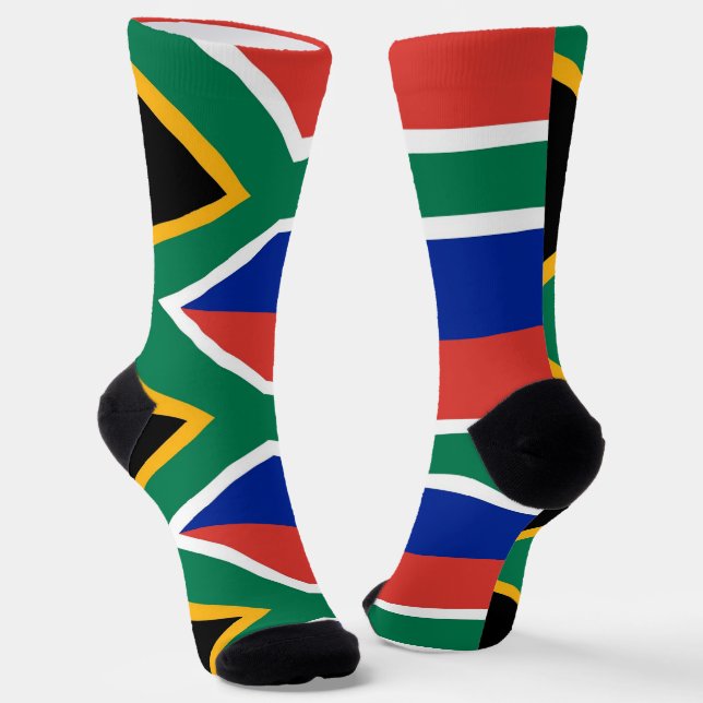 Men crew socks with flag of South Africa (Angled)