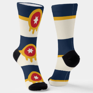 Men crew socks with flag of Tulsa, Oklahoma